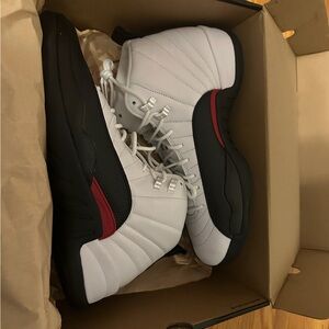 Jordan White and Black Sneakers with Red Accents